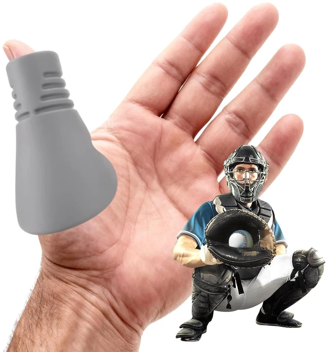 Main image of Baseball Catcher Thumb Guard - Grooved Silicone Thumb Protector for Catcher's Mitt - Shock Absorption Shield for Thumb Jams and Over-Extension - Baseball and Softball, Adult and Youth