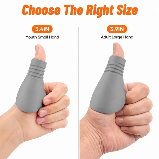 Alt view image 2 of 7 - Baseball Catcher Thumb Guard - Grooved Silicone Thumb Protector for Catcher's Mitt - Shock Absorption Shield for Thumb Jams and Over-Extension - Baseball and Softball, Adult and Youth