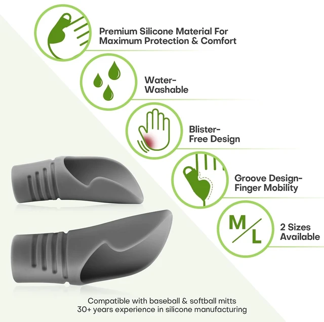 Alt view image 4 of 7 - Baseball Catcher Thumb Guard - Grooved Silicone Thumb Protector for Catcher's Mitt - Shock Absorption Shield for Thumb Jams and Over-Extension - Baseball and Softball, Adult and Youth