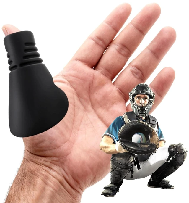 Main image of Baseball Catcher Thumb Guard - Grooved Silicone Thumb Protector for Catcher's Mitt - Shock Absorption Shield for Thumb Jams and Over-Extension - Baseball and Softball, Adult and Youth