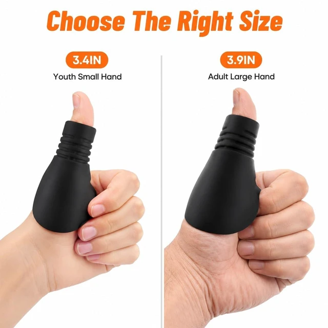 Alt view image 2 of 7 - Baseball Catcher Thumb Guard - Grooved Silicone Thumb Protector for Catcher's Mitt - Shock Absorption Shield for Thumb Jams and Over-Extension - Baseball and Softball, Adult and Youth