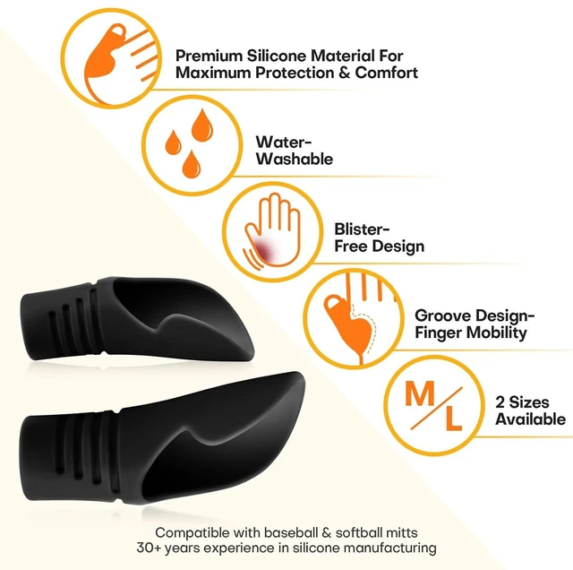 Alt view image 5 of 7 - Baseball Catcher Thumb Guard - Grooved Silicone Thumb Protector for Catcher's Mitt - Shock Absorption Shield for Thumb Jams and Over-Extension - Baseball and Softball, Adult and Youth