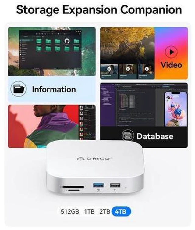 Alt view image 4 of 7 - MiniMate SE Mac mini M4 512GB Storage & Docking Station, External SATA SSD (Non-Removable) 5Gbps(480MB/s), USB A*4, USB-C, SD/TF 3.0, 3.5mm Audio, Includes 2 Cables M4SE