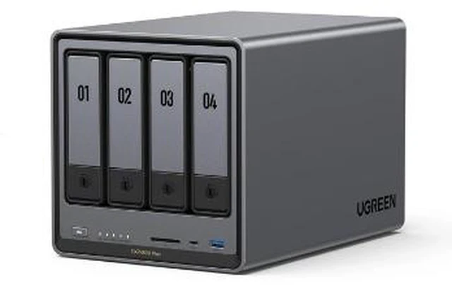 Main image of UGREEN NASync DXP4800 Plus 4-Bay Desktop NAS, Intel Pentium Gold 8505 5-Core CPU, 8GB DDR5 RAM, 128G SSD, 1 * 10GbE, 1 * 2.5GbE, 2 * M.2 NVMe Slots, 4K HDMI, Network Attached Storage (Diskless)