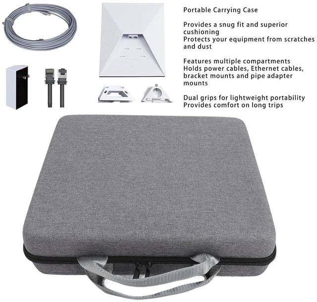 Alt view image 2 of 7 - Hard Shell Case for Mini Dish Kit, Scratch Proof Portable Storage Bag for Mount Pipe Adapter Power Cable, Nylon Ergonomic Handle & Double Zipper