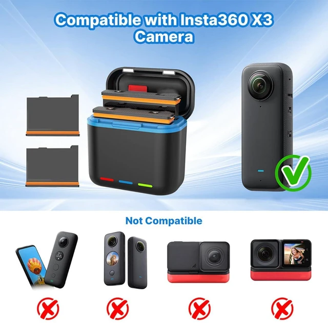 Alt view image 3 of 7 - 2 Slot Camera Battery Charging Box, Battery Charger Storage Case with Type C Fast Charging and Storage Case, for X3, equuipped with USB C Port for Charging
