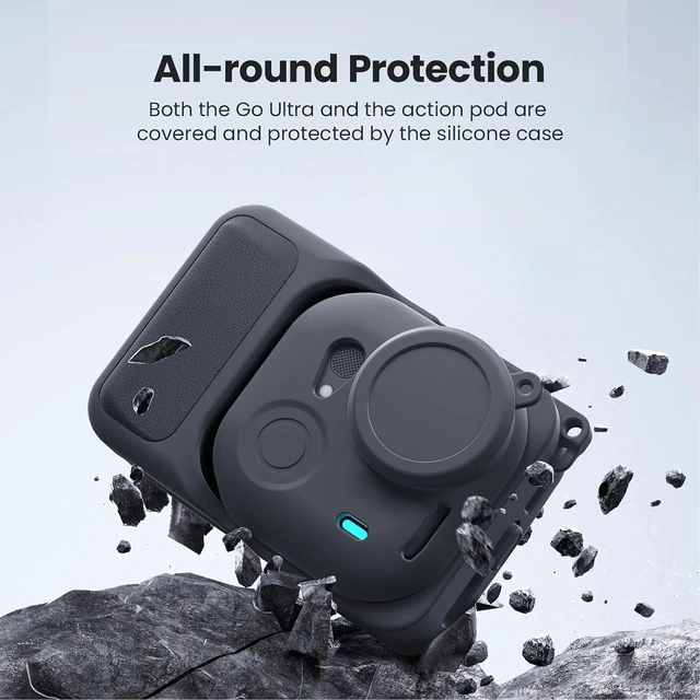 Alt view image 2 of 7 - Camera Silicone Case, Shockproof Full Body Cover with Lens Cap and Lanyard Compatible with 360, for Action Camera Protective Cover, material with silicone (Black)
