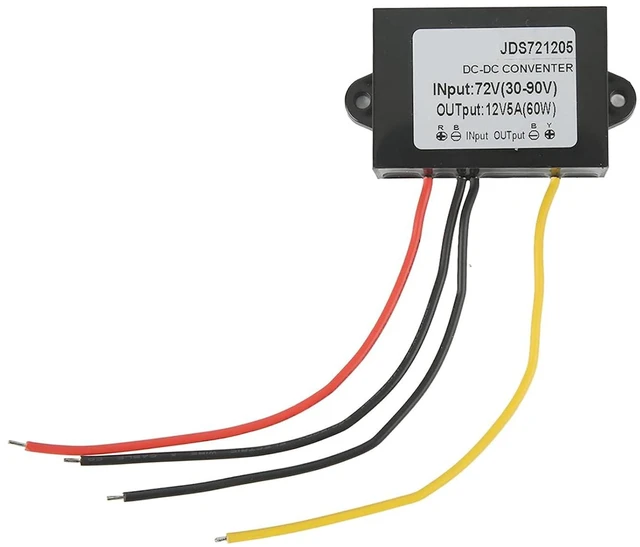 Alt view image 6 of 7 - Converter Board, PP Plastic Shell DC Module 72V to 12V5A with Cable for Safety System
