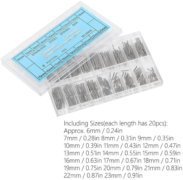 Alt view image 6 of 7 - 360Pcs Watch Pins Stainless Steel Watchband Link Cotter Spring Bar Repairing Kit with 18 Sizes, Transparent Storage Box, Professional Watch Repair Tools