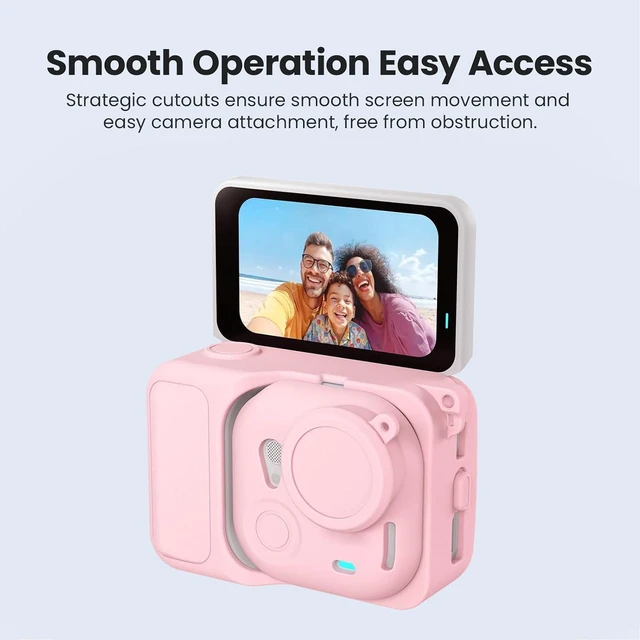Alt view image 2 of 7 - Camera Silicone Case, Shockproof Full Body Cover with Lens Cap and Lanyard Compatible with 360, for Action Camera Protective Cover, material with silicone (Pink)