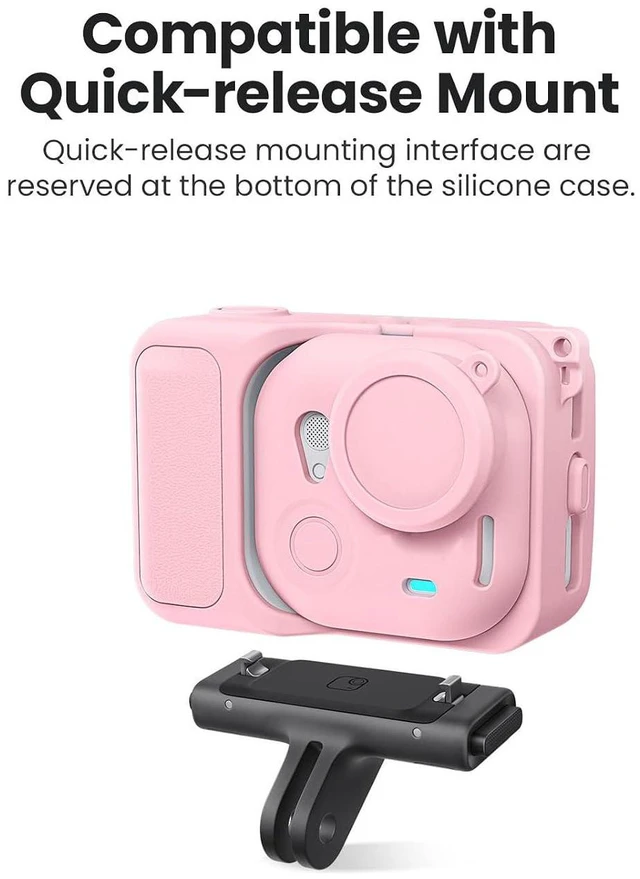 Alt view image 3 of 7 - Camera Silicone Case, Shockproof Full Body Cover with Lens Cap and Lanyard Compatible with 360, for Action Camera Protective Cover, material with silicone (Pink)
