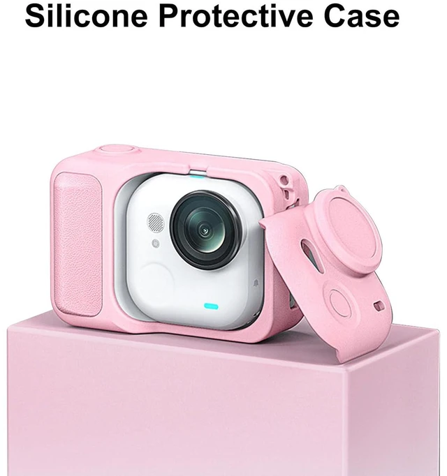 Alt view image 5 of 7 - Camera Silicone Case, Shockproof Full Body Cover with Lens Cap and Lanyard Compatible with 360, for Action Camera Protective Cover, material with silicone (Pink)