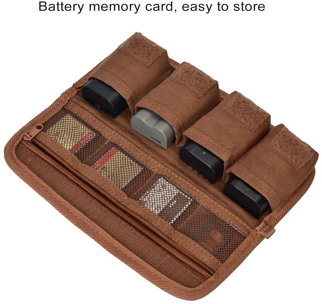 Alt view image 3 of 7 - Camera Battery Pouch Holder Case PU Leather Battery Storage Case Bag for E10 E17 E6N NP FW50 FZ100 EN EL25 EL15 NP W235, Hold 4pcs Batteries