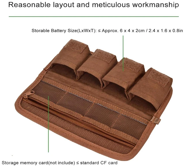 Alt view image 4 of 7 - Camera Battery Pouch Holder Case PU Leather Battery Storage Case Bag for E10 E17 E6N NP FW50 FZ100 EN EL25 EL15 NP W235, Hold 4pcs Batteries