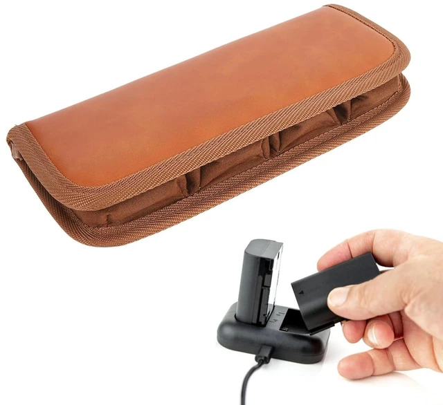 Alt view image 6 of 7 - Camera Battery Pouch Holder Case PU Leather Battery Storage Case Bag for E10 E17 E6N NP FW50 FZ100 EN EL25 EL15 NP W235, Hold 4pcs Batteries