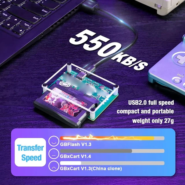 Alt view image 3 of 6 - Game Card Reader Burner Gameboy GB GBA ROM Backup Tool with USB C Cable for Gameboy Color Advance Cartridges