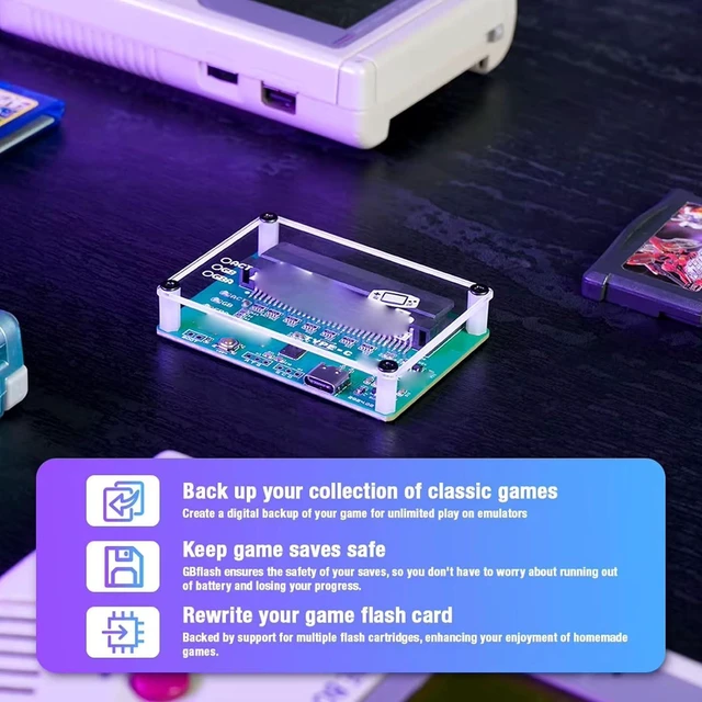 Alt view image 2 of 6 - Game Card Reader Burner Gameboy GB GBA ROM Backup Tool with USB C Cable for Gameboy Color Advance Cartridges
