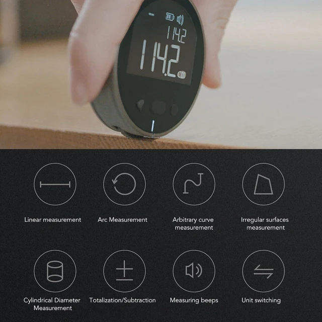 Alt view image 3 of 7 - Digital Tape Measure, 328ft Electronic Rolling Ruler with 1.8inch LCD Display, Rechargeable Small Smart Long Distance Rolling Measuring Tool for Flat Curved Diameter