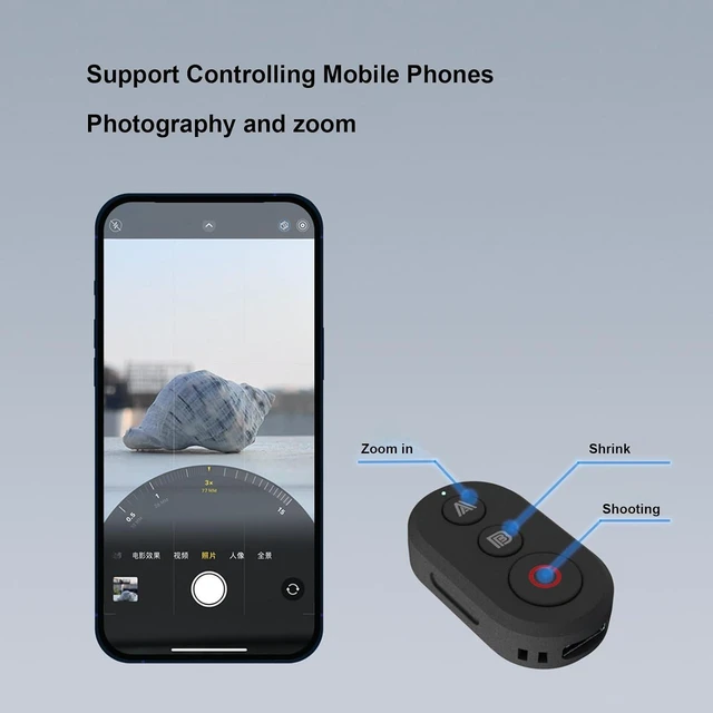 Alt view image 6 of 7 - Wireless Camera Remote Control, Portable BT Camera Remote Rechargeable Sports Camera Controller with Wrist Strap and Mount, for GP 8 9 10 11 12 13 Series Action Cameras