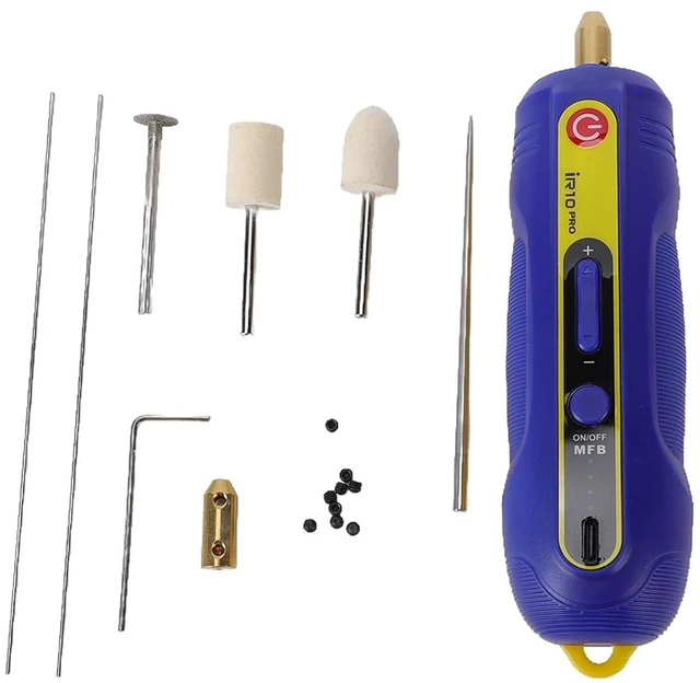 Main image of Glue Remover, Electric Mobile Phone Screen Repair Tool with 6 Needle Tips, 3 Speeds, Green LED Light, for Degumming, Grinding, Polishing, Rechargeable Handle (IR10 Glue Remover)
