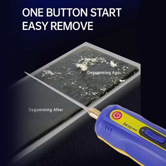 Alt view image 2 of 7 - Glue Remover, Electric Mobile Phone Screen Repair Tool with 6 Needle Tips, 3 Speeds, Green LED Light, for Degumming, Grinding, Polishing, Rechargeable Handle (IR10 Glue Remover)