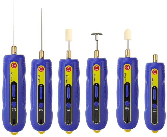 Alt view image 6 of 7 - Glue Remover, Electric Mobile Phone Screen Repair Tool with 6 Needle Tips, 3 Speeds, Green LED Light, for Degumming, Grinding, Polishing, Rechargeable Handle (IR10 Glue Remover)