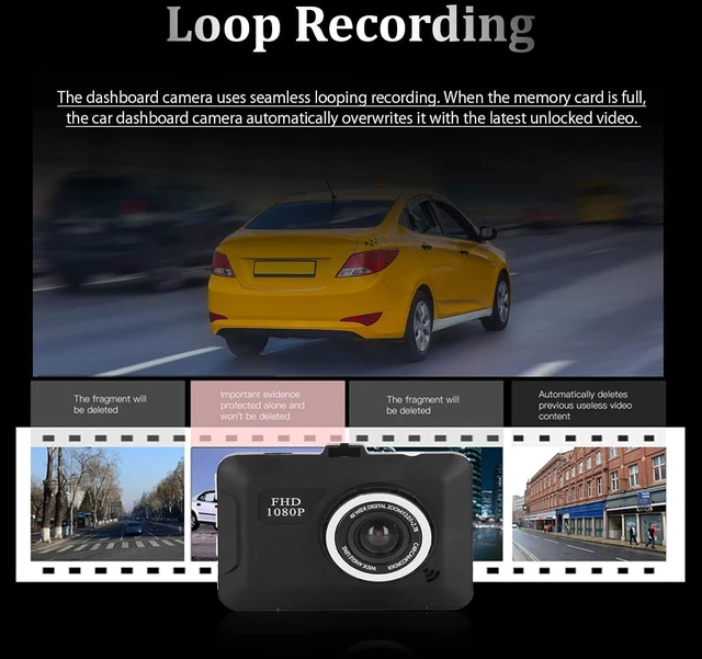 Alt view image 3 of 7 - Dash Cam, 1080P Full Smart Dash Camera Dash Cam Front Rear Camera with Motion Detection, Loop Recording, G Sensor, Parking Mode, Dashboard Camera