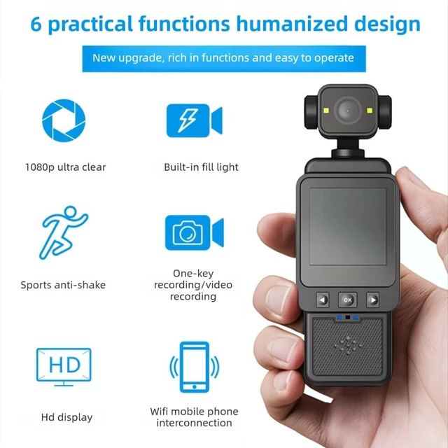 Alt view image 5 of 7 - 1080P Vlogging Camera, Multi Axis Smart Stabilization Handheld Action Camera, 270° +180° Rotatable Pocke t Camcorder for Filming Travel Vlog Video