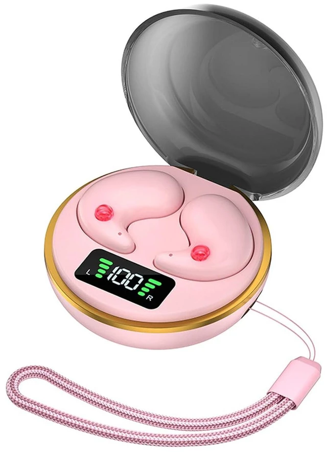 Main image of Mini Bluetooth Earbuds, in Ear Stereo Earphones with Digital Display Charging Case, Mini for Sleep Work Music (Rose)
