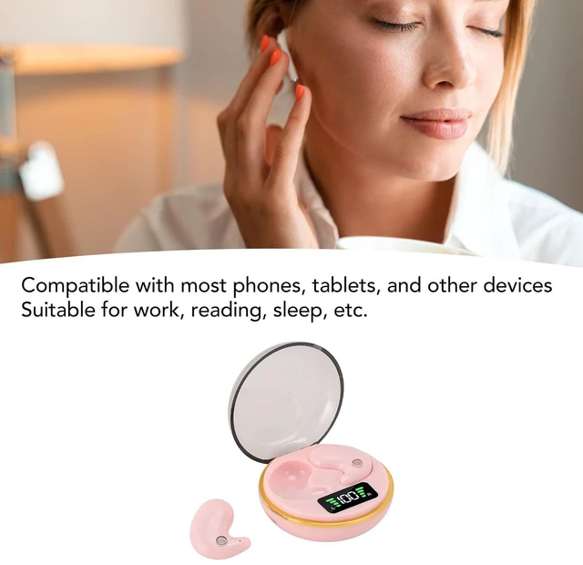 Alt view image 2 of 7 - Mini Bluetooth Earbuds, in Ear Stereo Earphones with Digital Display Charging Case, Mini for Sleep Work Music (Rose)