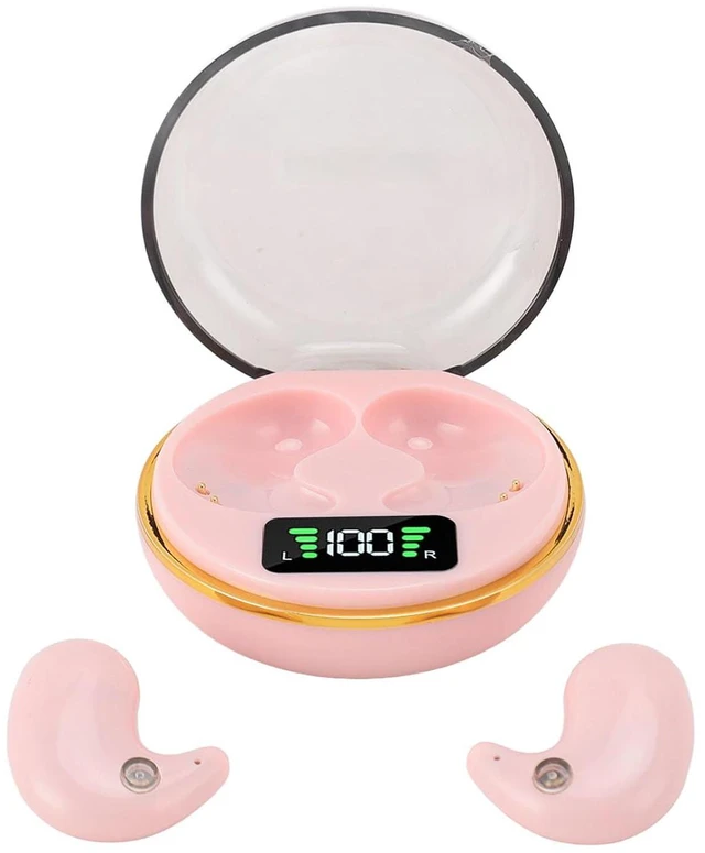 Alt view image 5 of 7 - Mini Bluetooth Earbuds, in Ear Stereo Earphones with Digital Display Charging Case, Mini for Sleep Work Music (Rose)