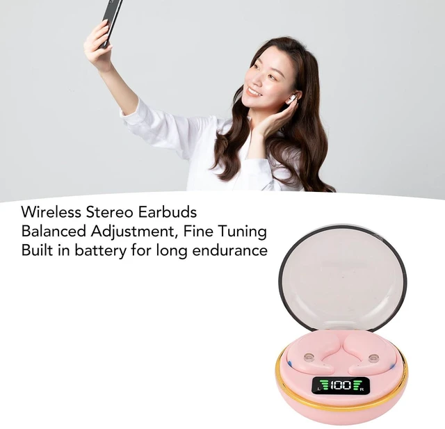 Alt view image 3 of 7 - Mini Bluetooth Earbuds, in Ear Stereo Earphones with Digital Display Charging Case, Mini for Sleep Work Music (Rose)
