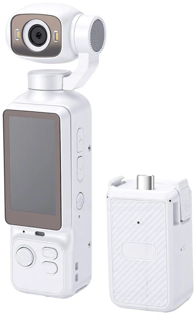 Main image of Handheld POV Camera with 180 Rotatable Lens, 4K Video Recording, 1.97 Inch Screen, 6 Hours Battery Life, for Travel and Content Creation (White)