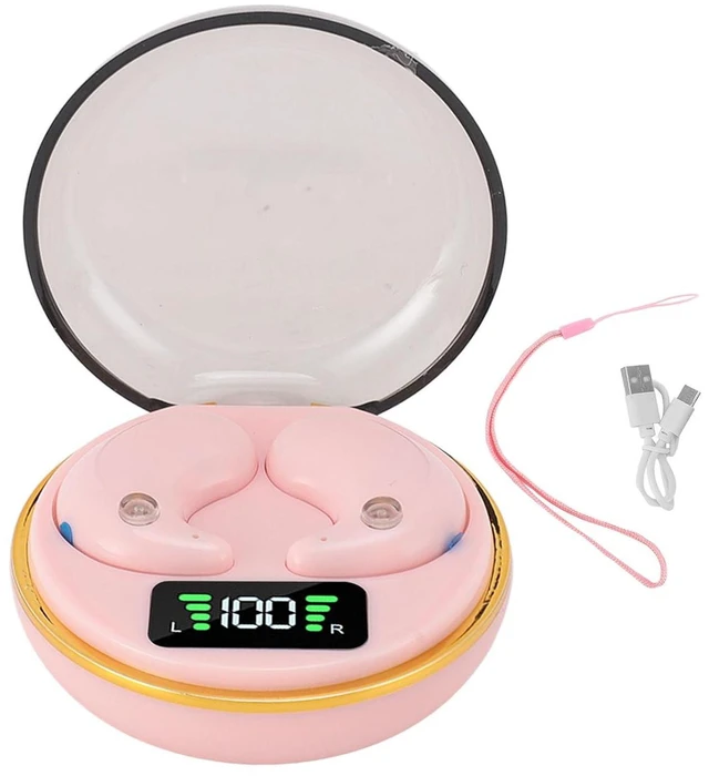 Alt view image 7 of 7 - Mini Bluetooth Earbuds, in Ear Stereo Earphones with Digital Display Charging Case, Mini for Sleep Work Music (Rose)