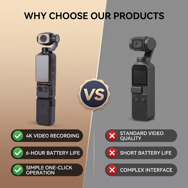 Alt view image 5 of 7 - Handheld POV Camera with 180 Rotatable Lens, 4K Video Recording, 1.97 Inch Screen, 6 Hours Battery Life, for Travel and Content Creation (Black)