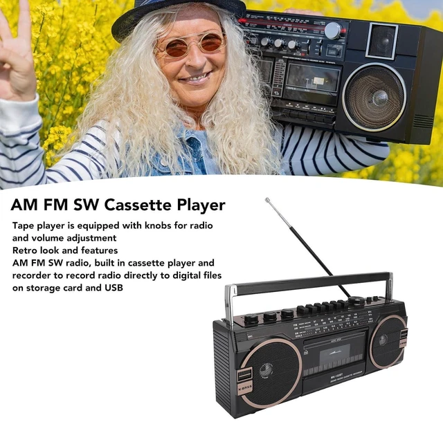 Alt view image 3 of 7 - Portable Cassette Player, Retro Blueooth, AM FM SW Radio Stereo Cassette Tape Player with Big Speaker and Earphone Jack, USB Port, Aux in Tape Recorder (US Plug)