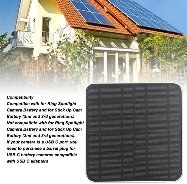 Alt view image 3 of 7 - 12W Solar Panel Charger for Camera, Fast Charging IP65 Adjustable Wall Mounted Solar Panel with 9.8ft Cable for Camera Battery Stick Up Cam Battery (White)
