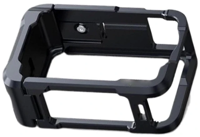 Main image of Metal Camera Grip and Cage, CNC Machined Aluminum Alloy with Seesaw Shutter for Action 6, Battery Compartment and Anti Slip Silicone Padding