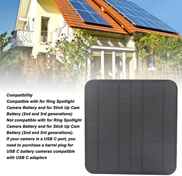 Alt view image 3 of 7 - 12W Solar Panel Charger for Camera, Fast Charging IP65 Adjustable Wall Mounted Solar Panel with 9.8ft Cable for Camera Battery Stick Up Cam Battery (Black)