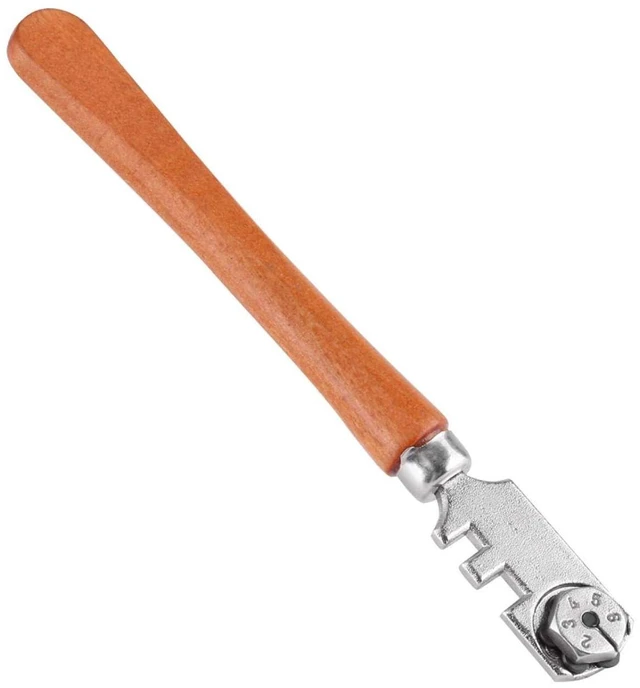 Main image of Wheel Glass Cutter,Professional Grade Glass Cutter Tool, Craft Cutting Kit with Wooden Handle,with 6 Cutting Blades,for Glass Bottles,Mirrors,Window Panes,Ceramic Tile