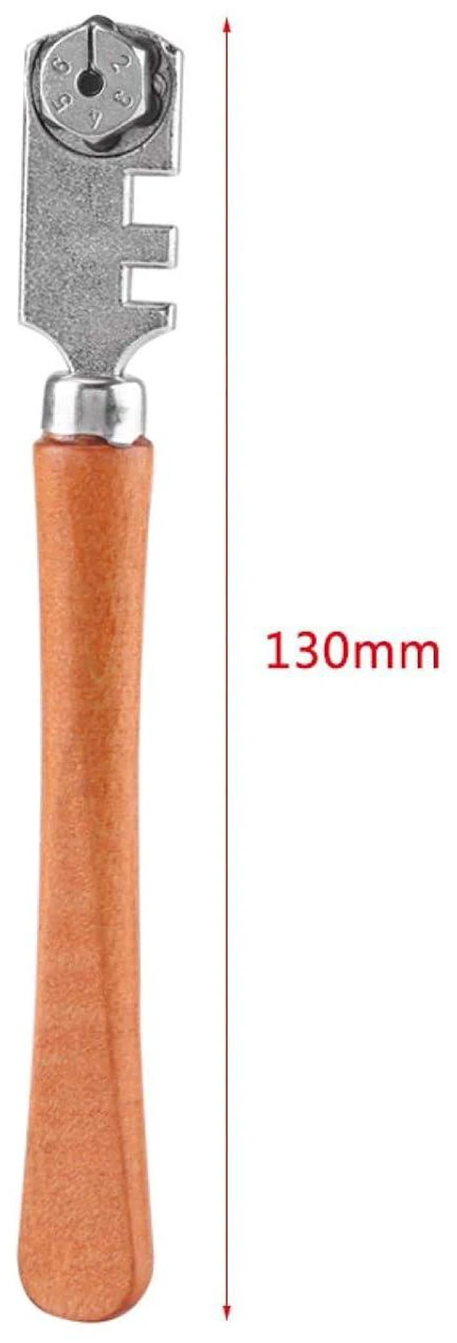 Alt view image 2 of 7 - Wheel Glass Cutter,Professional Grade Glass Cutter Tool, Craft Cutting Kit with Wooden Handle,with 6 Cutting Blades,for Glass Bottles,Mirrors,Window Panes,Ceramic Tile