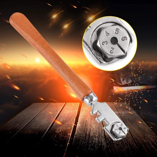 Alt view image 5 of 7 - Wheel Glass Cutter,Professional Grade Glass Cutter Tool, Craft Cutting Kit with Wooden Handle,with 6 Cutting Blades,for Glass Bottles,Mirrors,Window Panes,Ceramic Tile