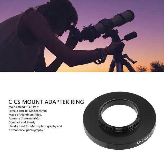Alt view image 3 of 7 - Metal C CS Mount to M42 Lens Adapter, M42*0.75mm Female to C CS Mount Coupling Adapter Ring for Macro and Astronomical Photography