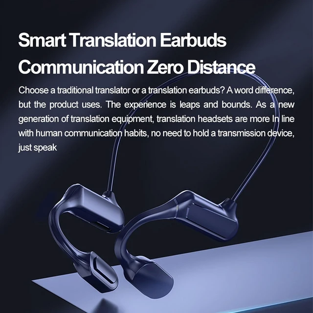 Alt view image 4 of 7 - Translator Headphones, Bluetooth Headphones Language Translator Earbuds Supports 144 Online Languages, Translator Device for Travel (Black)
