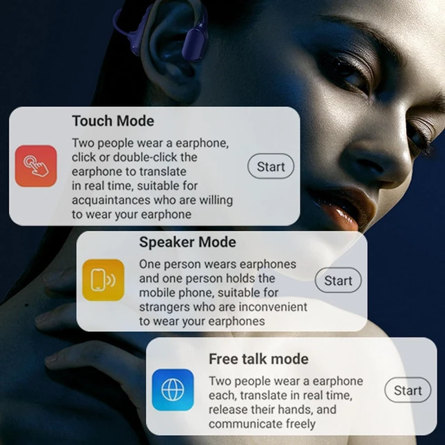 Alt view image 5 of 7 - Translator Headphones, Bluetooth Headphones Language Translator Earbuds Supports 144 Online Languages, Translator Device for Travel (Black)