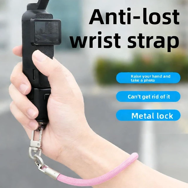 Alt view image 2 of 7 - Action camera wrist lanyard, aluminum alloy double lock buckle with built in pad for 3 360 X5 X4, high strength polyester strap (Roseate)
