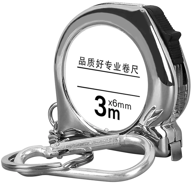 Main image of Tape Measure Keychain, 3 Meter Mini Small Steel Tape Measure, Retro Clear Scale Key Chain Measuring Tool with Keychain Functional, Mini Retractable Measuring Tape Keychain