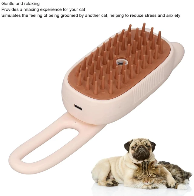 Alt view image 2 of 7 - Cat Steam Brush, Pet Spray Hair Removal Comb with USB Cable, Rechargeable Water Brush Cat for Shedding Grooming Supplies