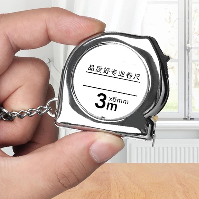 Alt view image 3 of 7 - Tape Measure Keychain, 3 Meter Mini Small Steel Tape Measure, Retro Clear Scale Key Chain Measuring Tool with Keychain Functional, Mini Retractable Measuring Tape Keychain