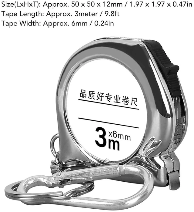 Alt view image 5 of 7 - Tape Measure Keychain, 3 Meter Mini Small Steel Tape Measure, Retro Clear Scale Key Chain Measuring Tool with Keychain Functional, Mini Retractable Measuring Tape Keychain